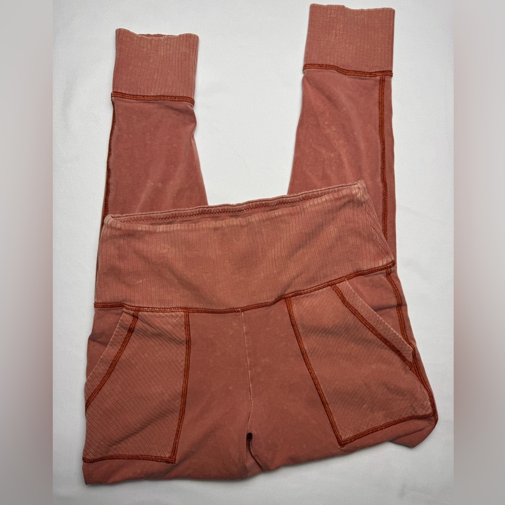 Aerie High Waisted Leggings Ribbed Panel Pink Medium